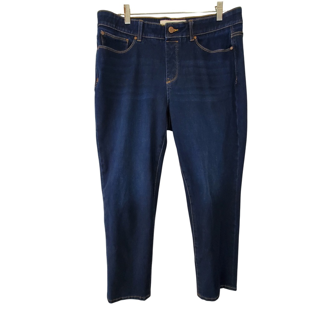 Soft Surroundings Dark Wash Straight Leg Jeans Blue  Petite Large